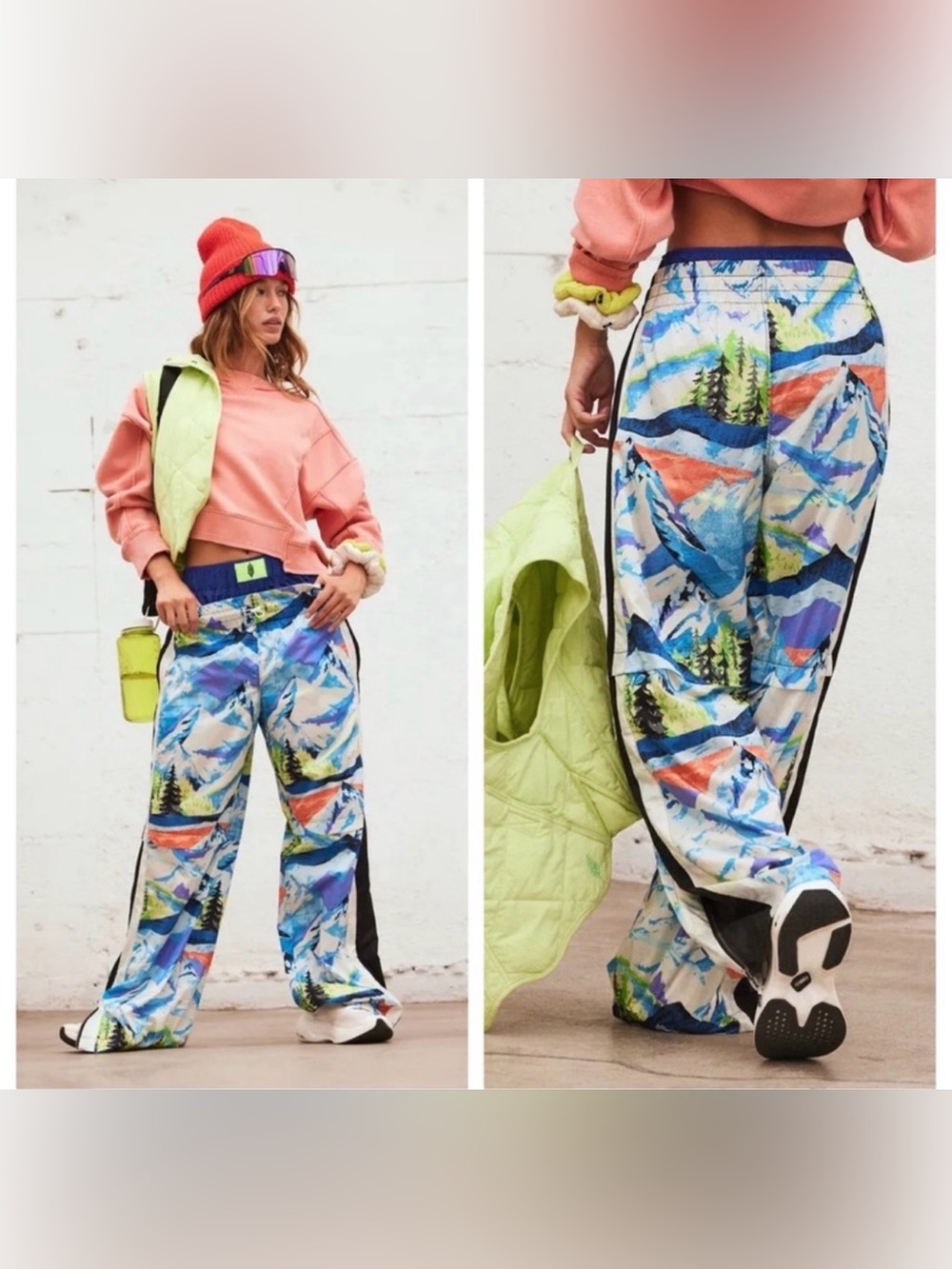 FP Movement by Free People End Zone Print Wide Leg Pants XS NWOT